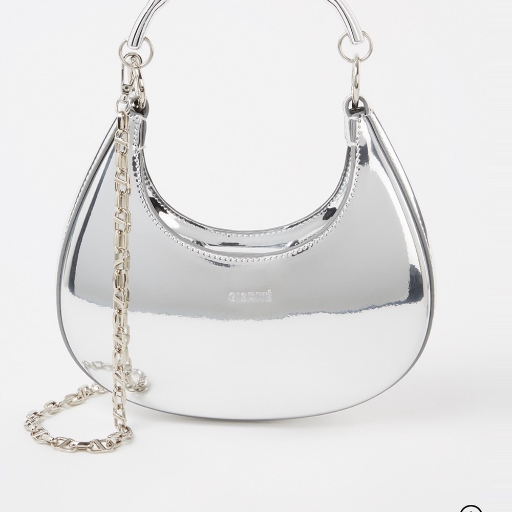 Silver Shoulder Bag with Chain Handle